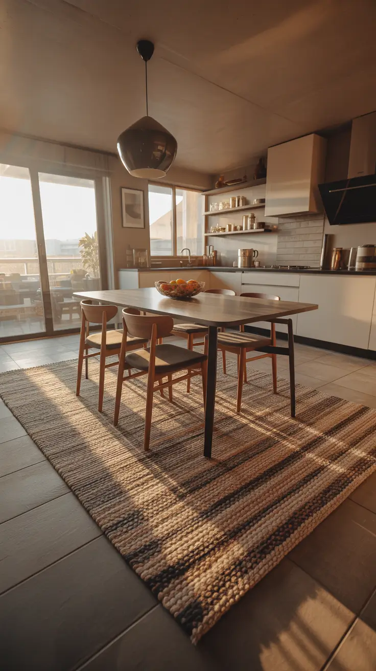Kitchen Rugs Ideas Under Table For A Dining Zone That Feels Finished