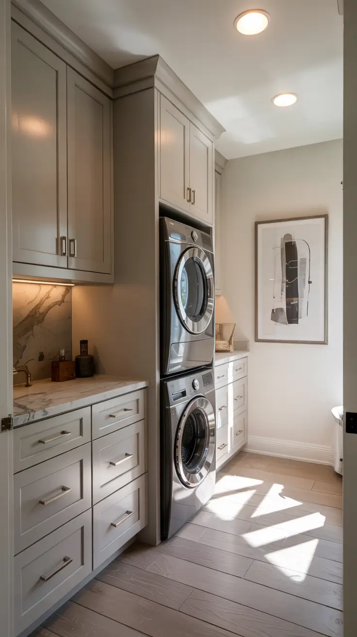 Laundry Room Makeover Ideas 2026 Classic Neutral Laundry Room Ideas Makeover With Custom Built-In Storage