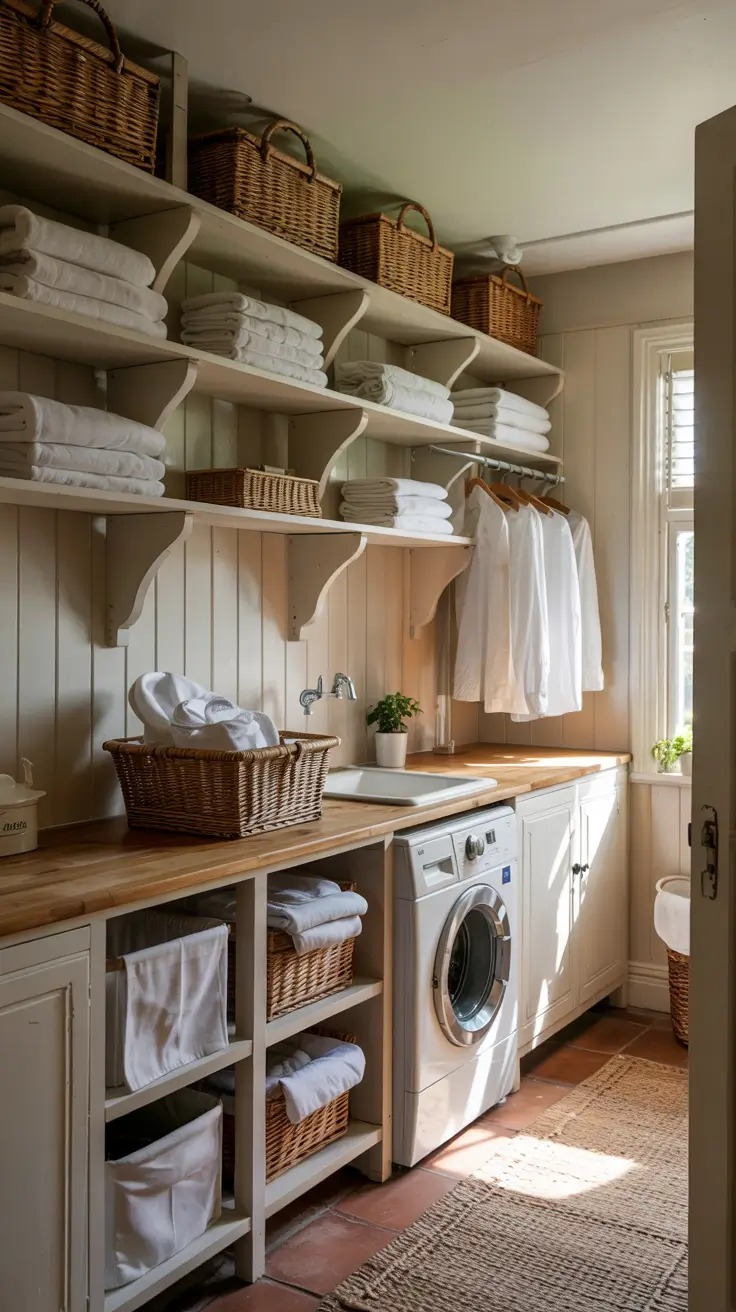 Laundry Room Makeover Ideas 2026 Small Closet Laundry Room With Open Shelving