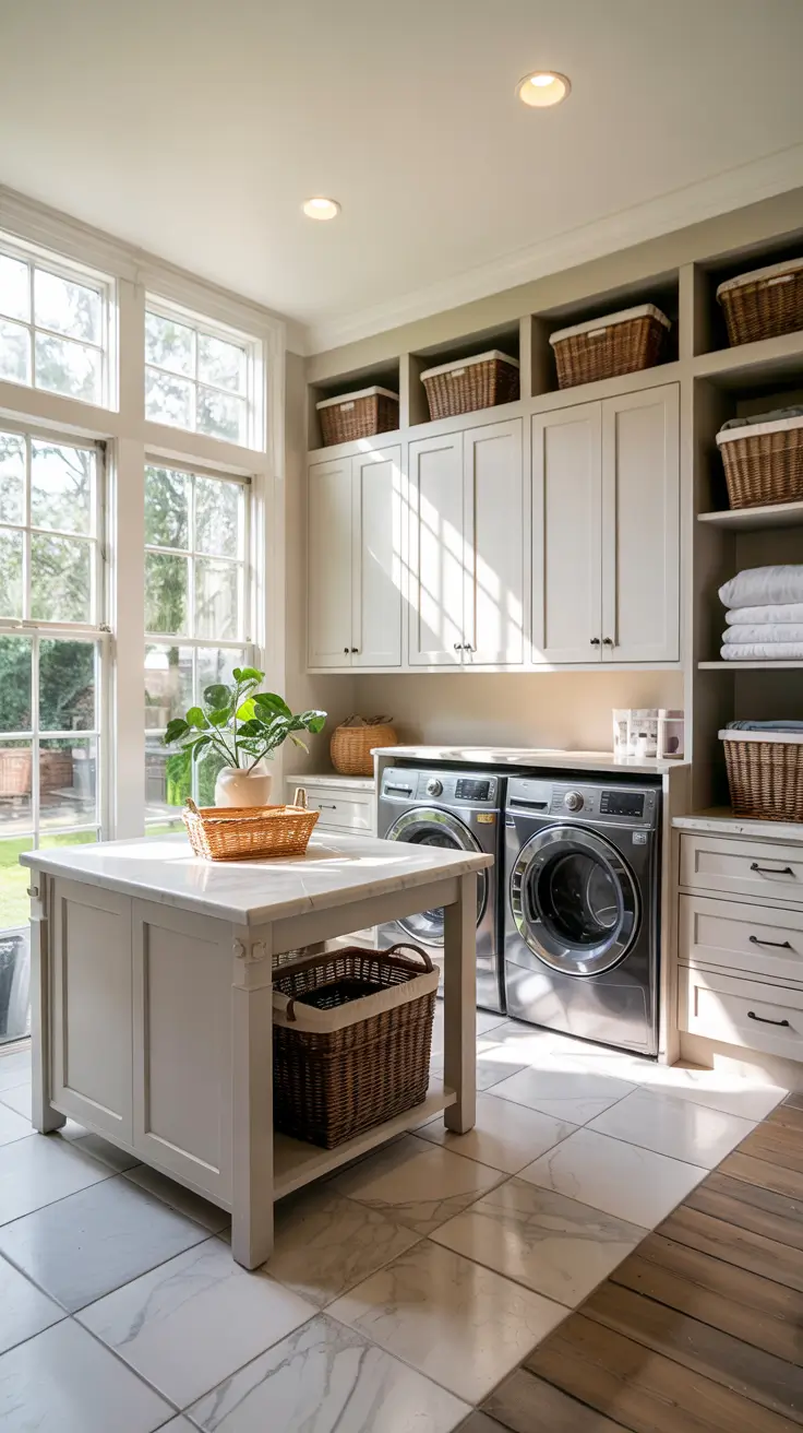 Laundry Room Makeover Ideas 2026 Large Laundry Room Makeover Ideas With Smart Storage And Washer Dryer Countertop Design