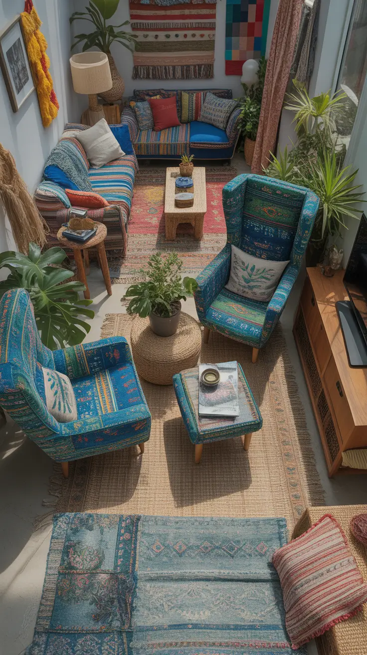 Living Room Chairs Ideas 2026 Living Room Chairs Ideas Small Spaces Bohemian Blue And Green Mix