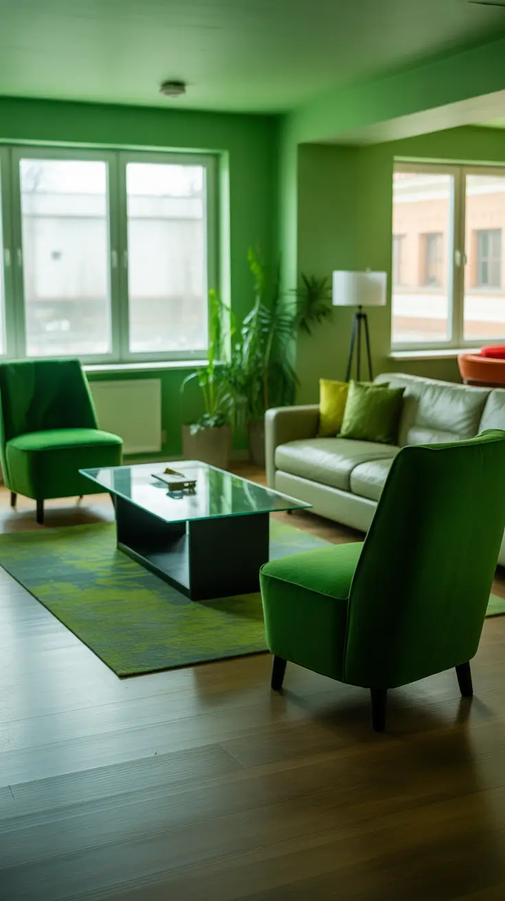 Living Room Chairs Ideas 2026 Living Room Chairs Ideas Green Monochrome Statement