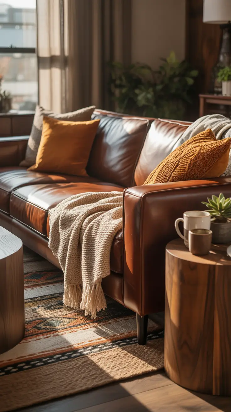 Living Room Inspo 2026 Living Room Inspo Cozy Featuring A Brown Couch And Textured Layers