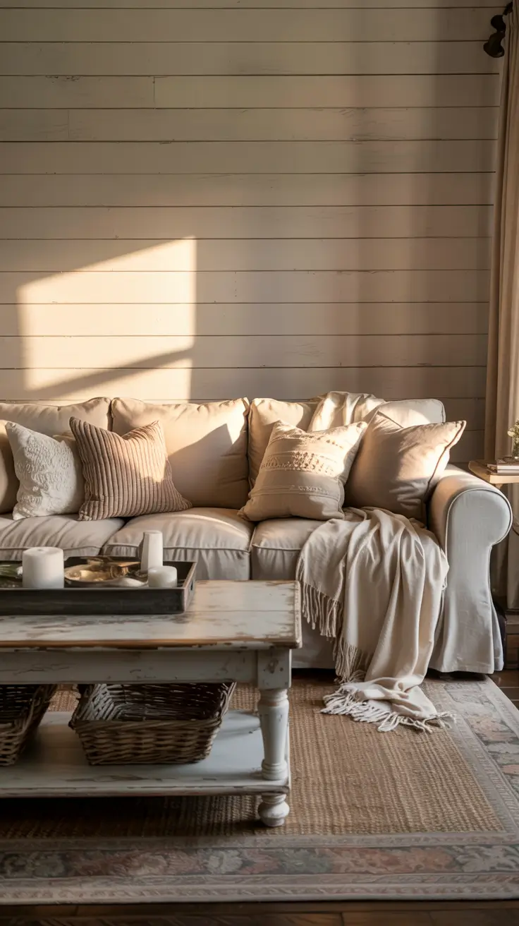 Living Room Makeover Ideas 2026 Cozy Neutral Farmhouse Decor