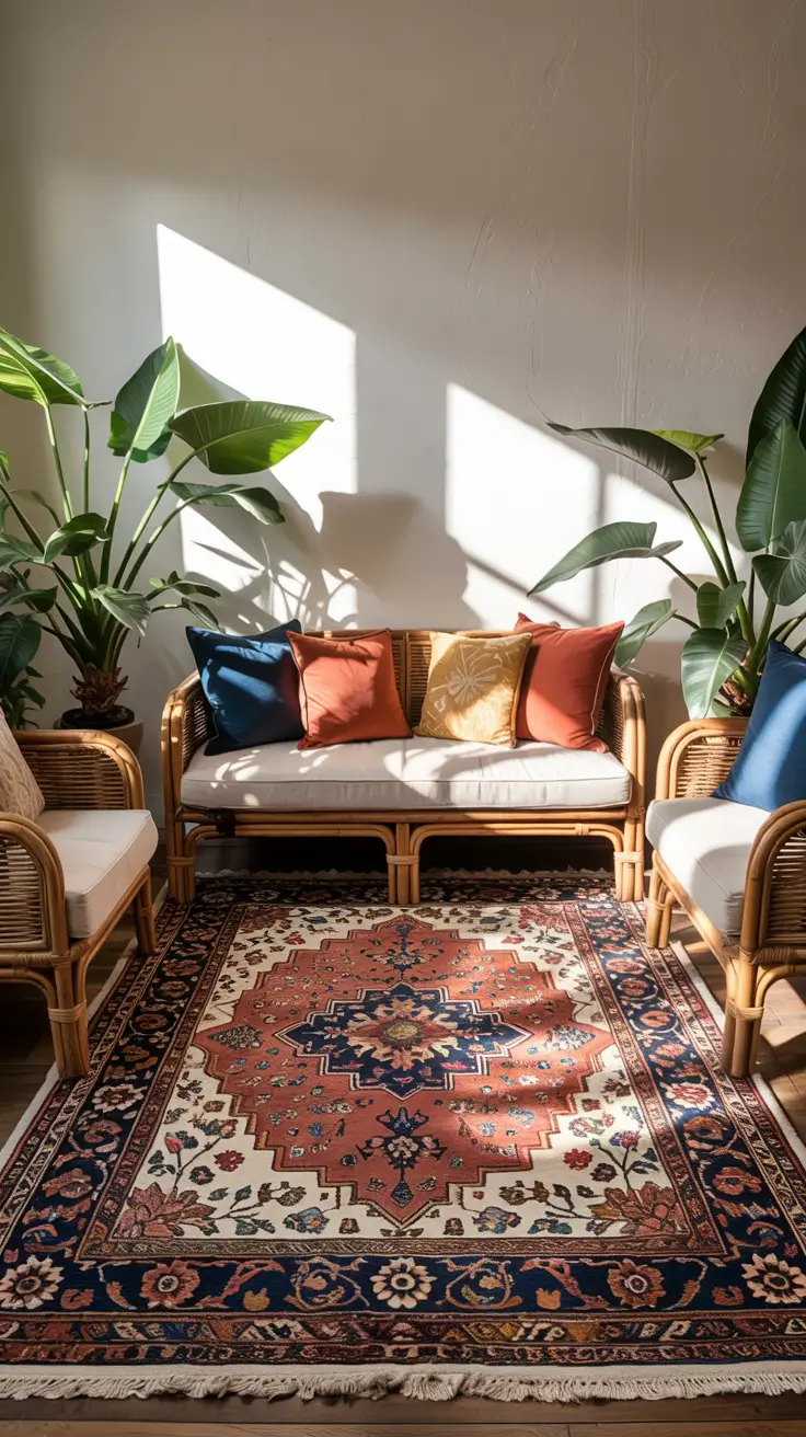 Living Room Makeover Ideas 2026 Rattan Boho Seating Area