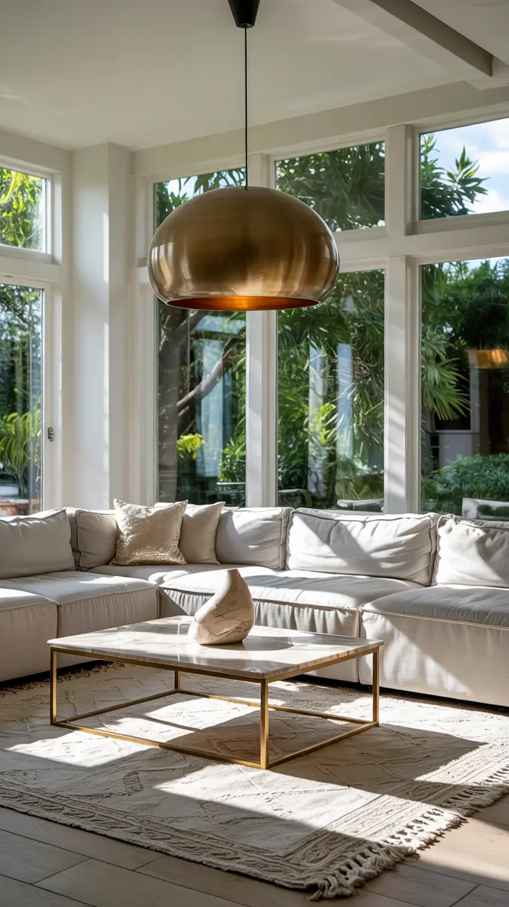 Living Room Makeover Ideas 2026 Neutral Living Room With Pendant Light