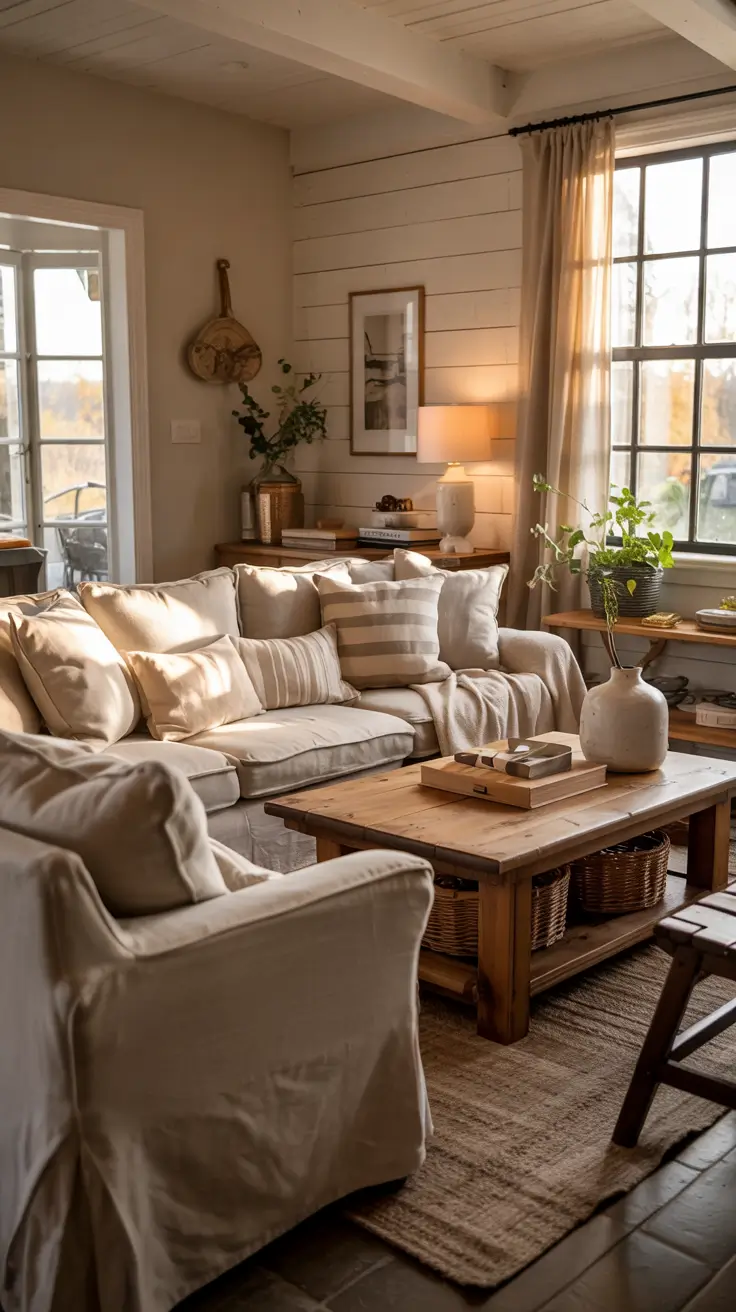 Living Room Makeover Ideas 2026 Living Room Makeover Ideas Farmhouse With Warm Neutral Layers