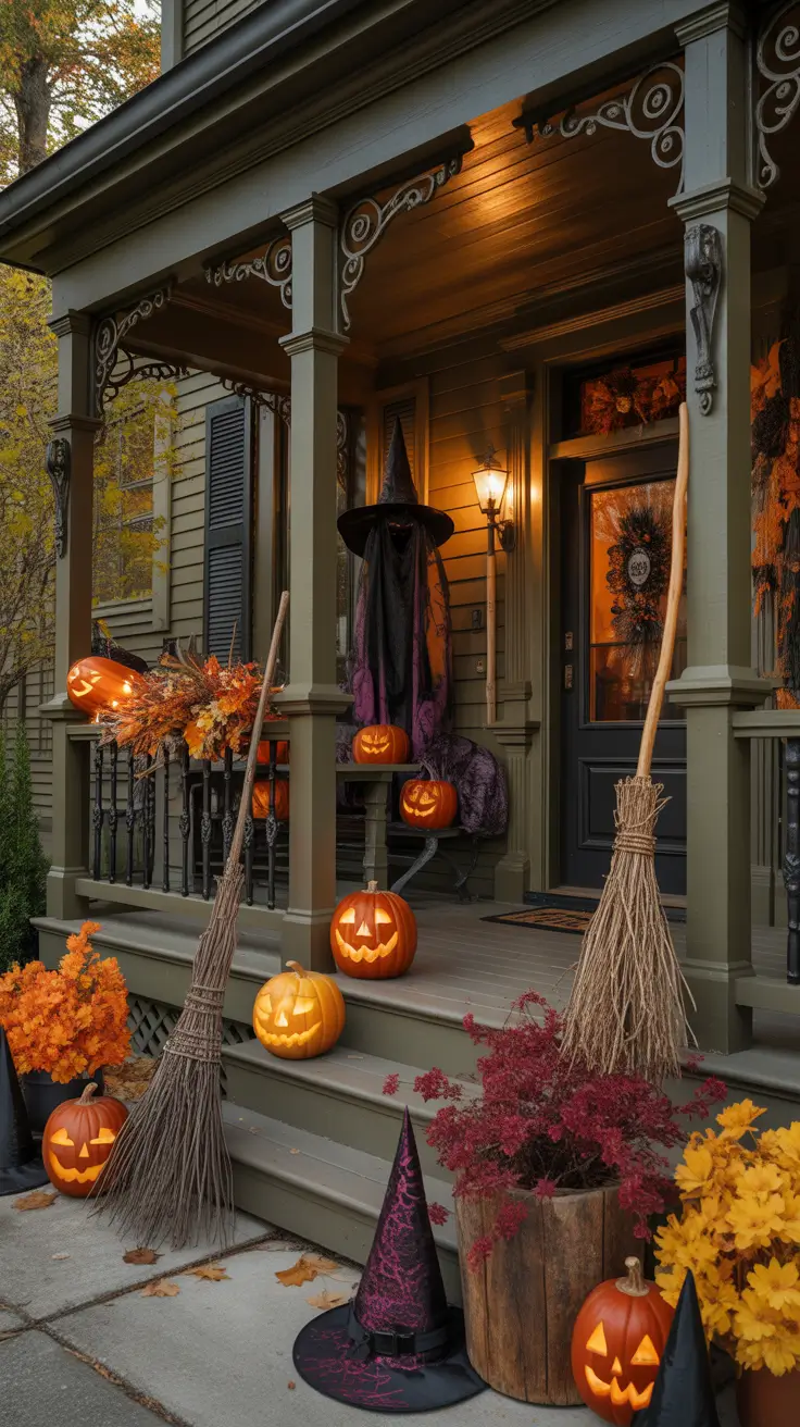 Halloween Porch Decorations Witch Inspired Porch Styling