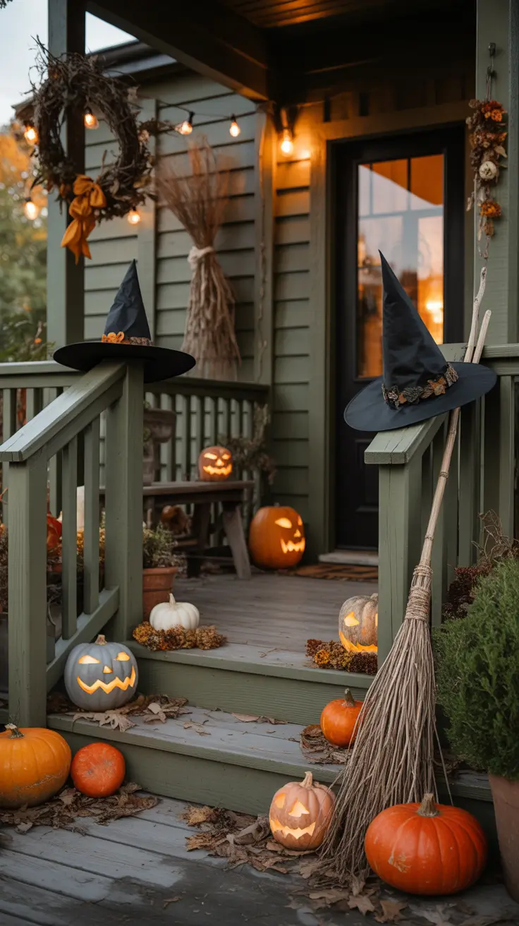 Halloween Porch Decorations Witch Inspired Porch Styling