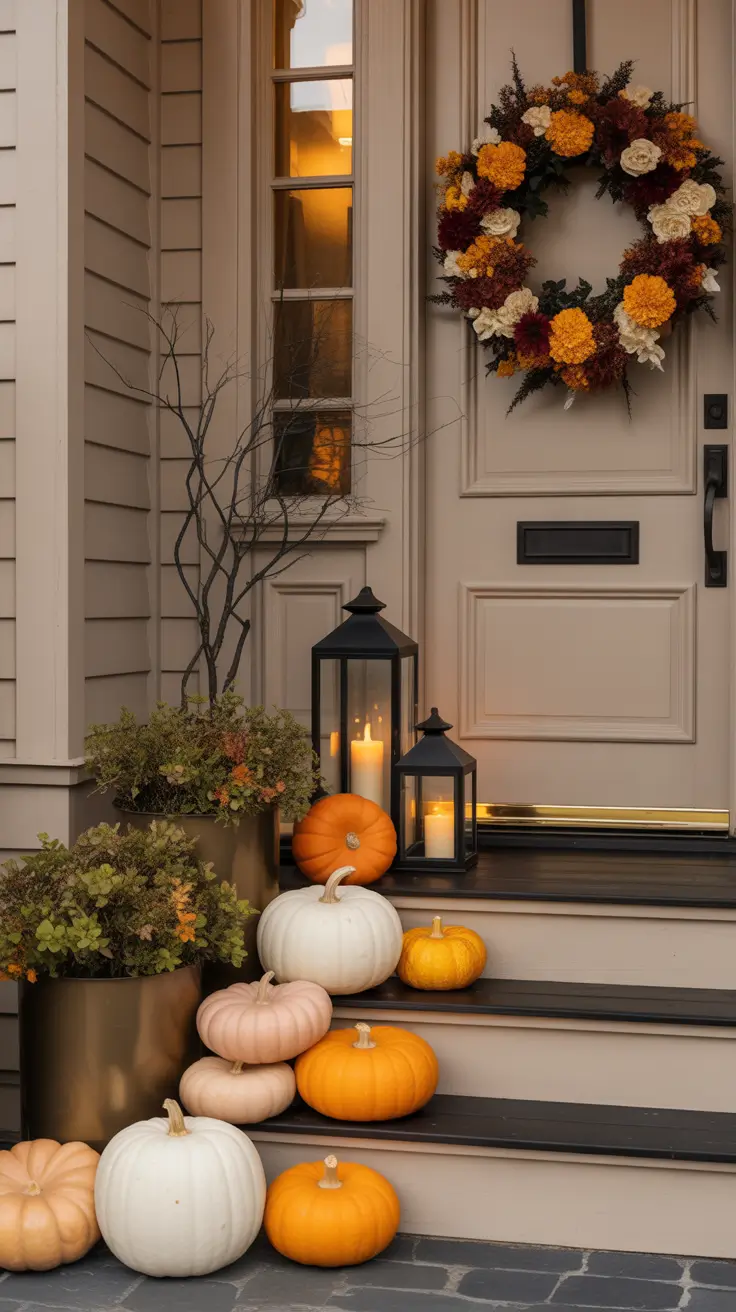 Elegant Halloween Front Porch With Lantern Lighting