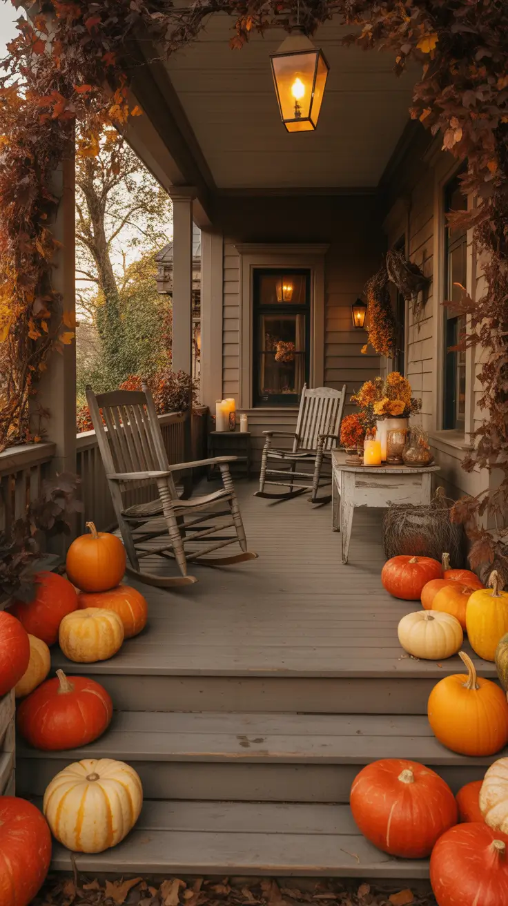Traditional Halloween Porch Decor With Rocking Chairs