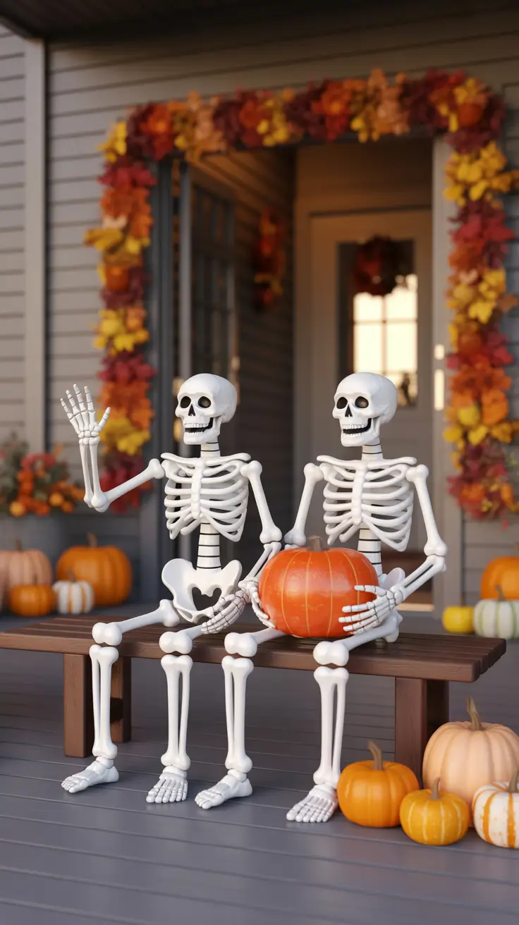 Halloween Porch Decorations Skeleton Ideas For A Playful Look