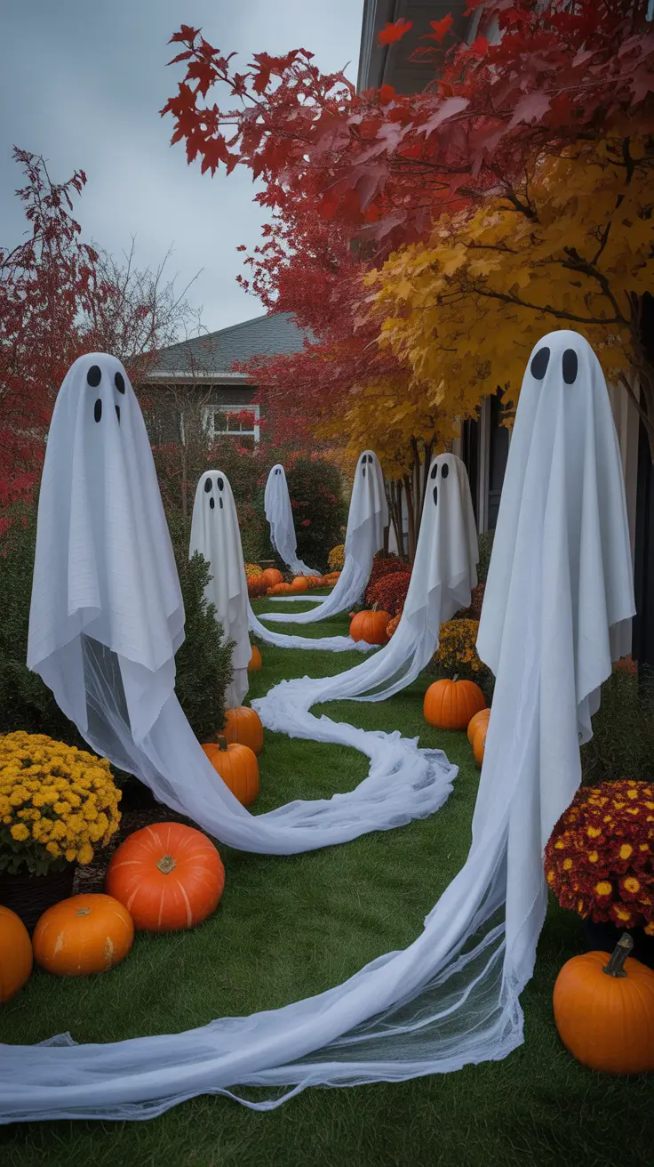Outdoor Halloween Decor Ideas 2026 Ghost Garden Path Outdoor Halloween Decor Ideas