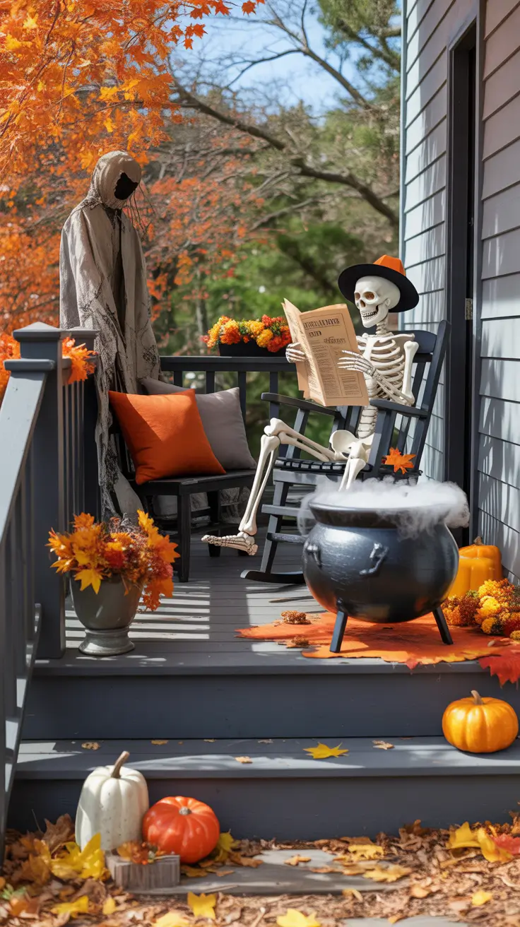 Creative Scary Front Porch Halloween Ideas Decoration With Sound
