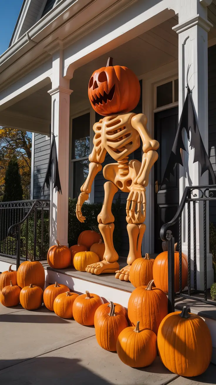 Oversized Statement Props for Scary Front Porch Halloween Decorations