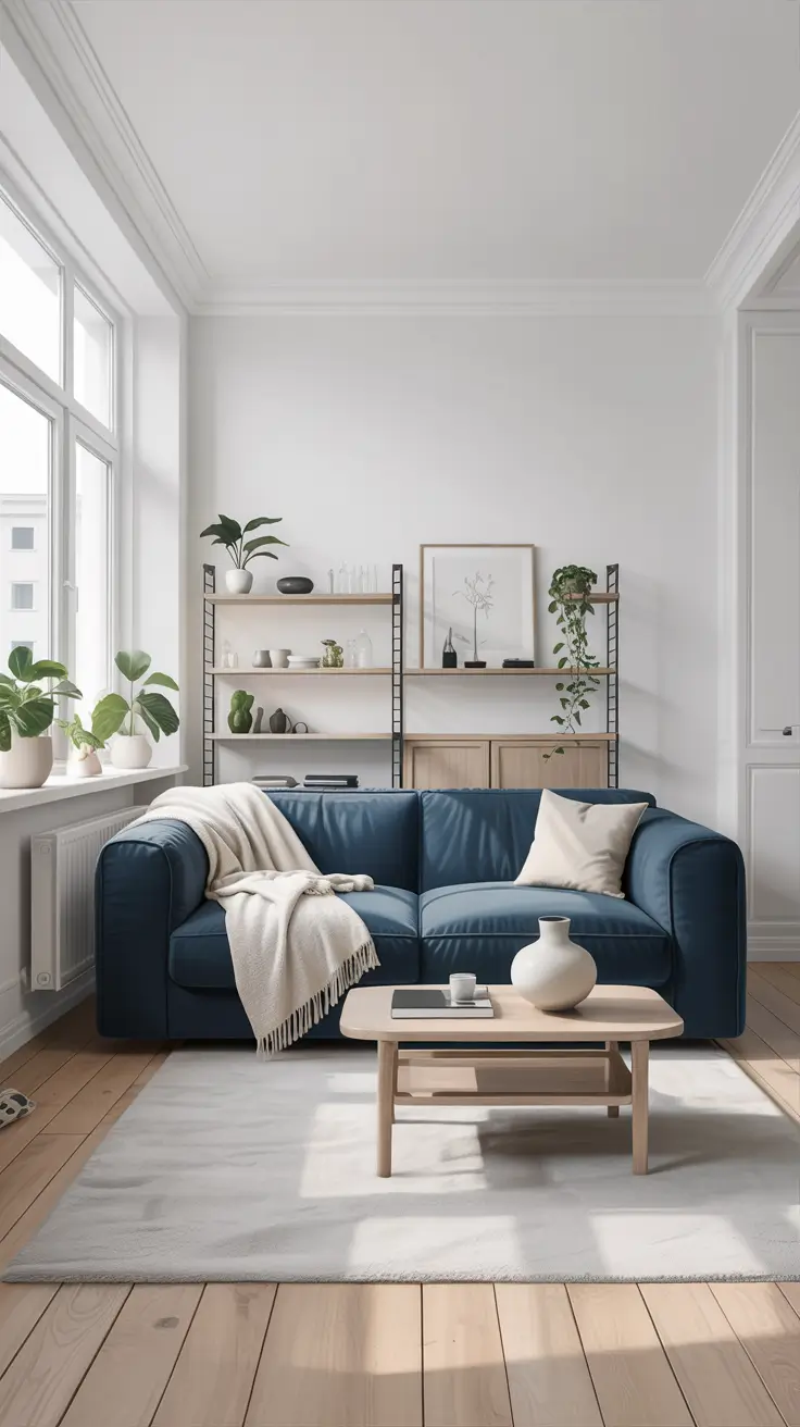 Small Apartment Living Room Ideas 2026 Small Apartment Living Room Ideas Blue With Calm Scandinavian Mood