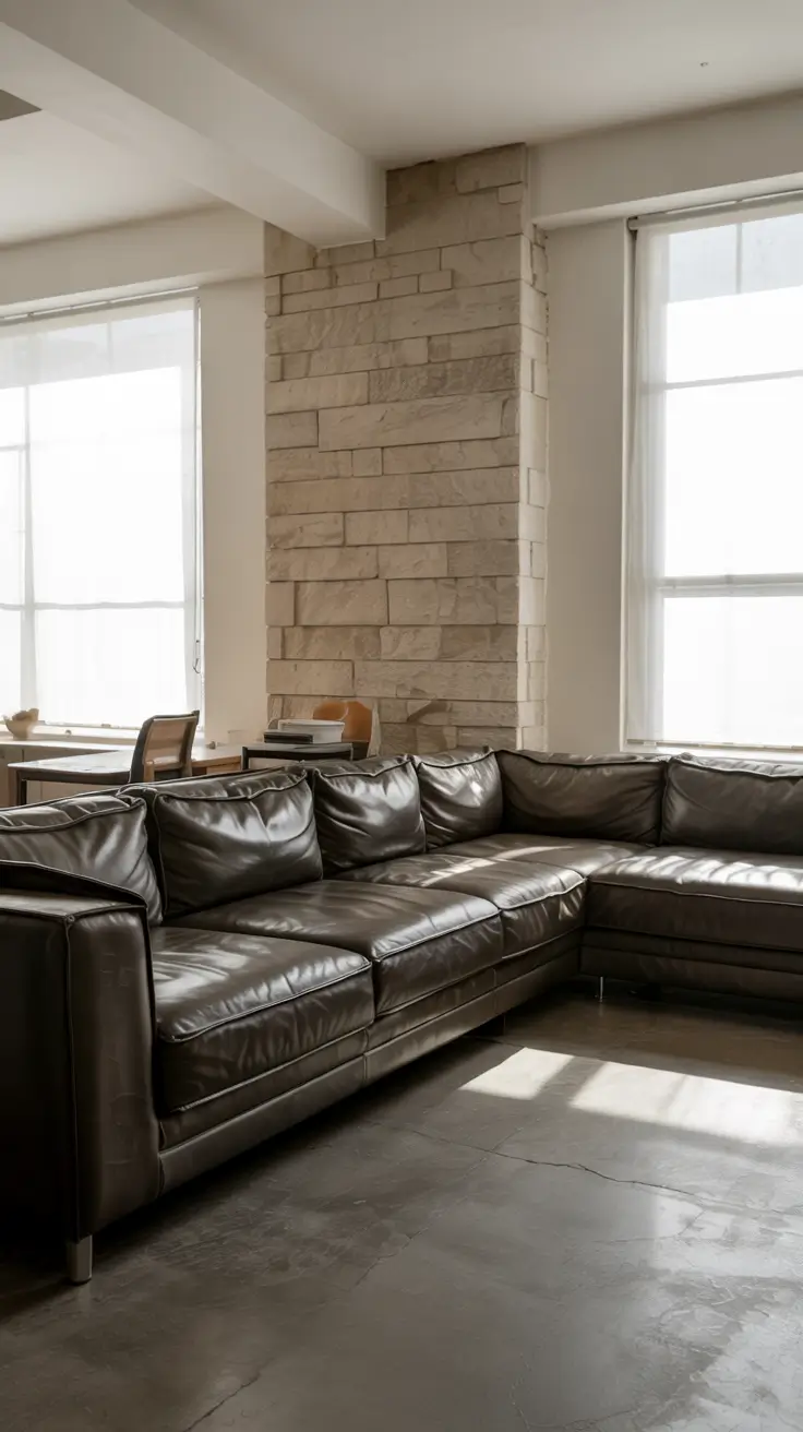 Sofa Minimalist Modern Ideas 2026 Dark Leather Sectional In Contemporary Living Room