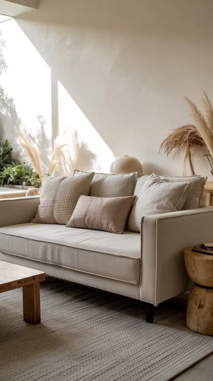 Sofa Minimalist Modern Ideas 2026 Neutral Sofa With Natural Textures