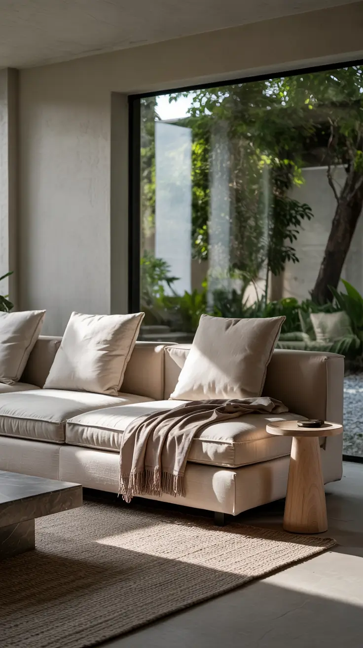 Sofa Minimalist Modern Ideas 2026 Minimalist Living Room With Beige Sofa And Natural Decor