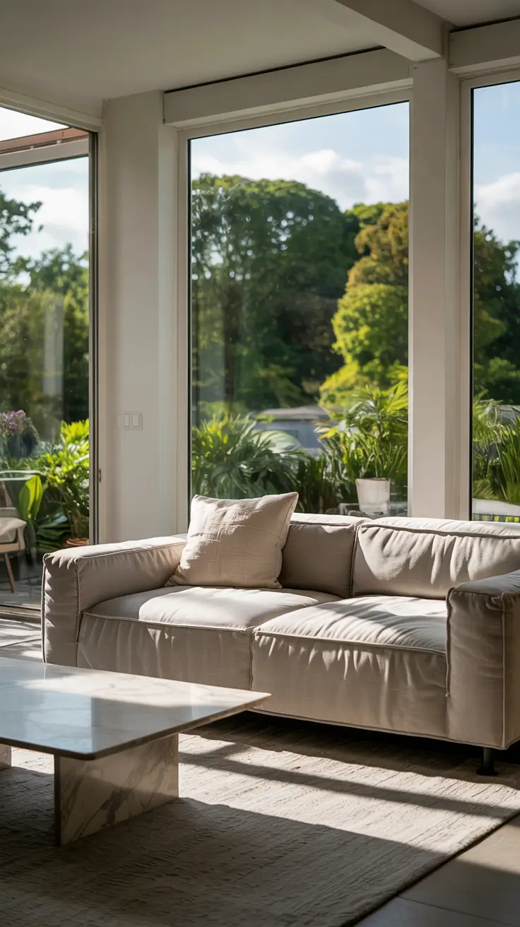 Sofa Minimalist Modern Ideas 2026 Minimalist Living Room With Floor To Ceiling Windows