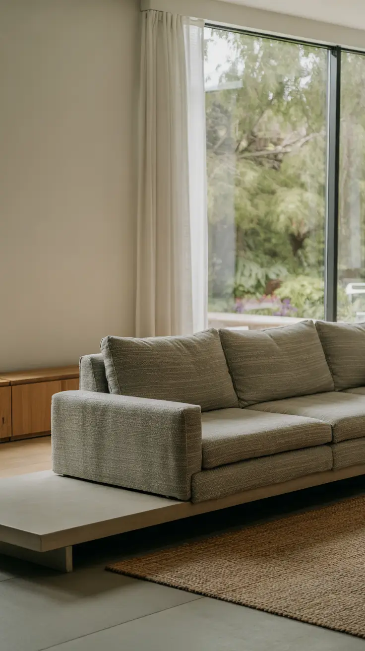 Sofa Minimalist Modern Ideas 2026 Neutral Sofa Against Feature Wall