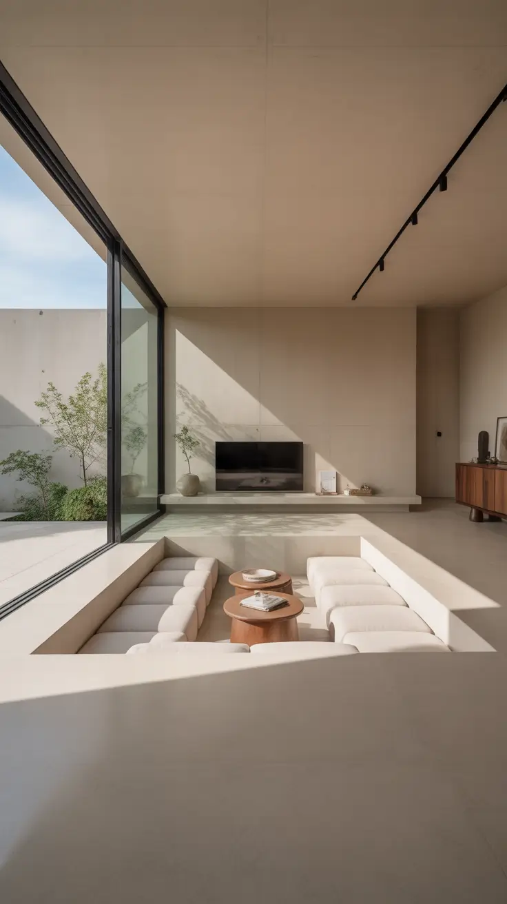 Sunken Living Room Ideas 2026 Ultra Minimal Sunken Living Room Ideas With Soft Neutrals