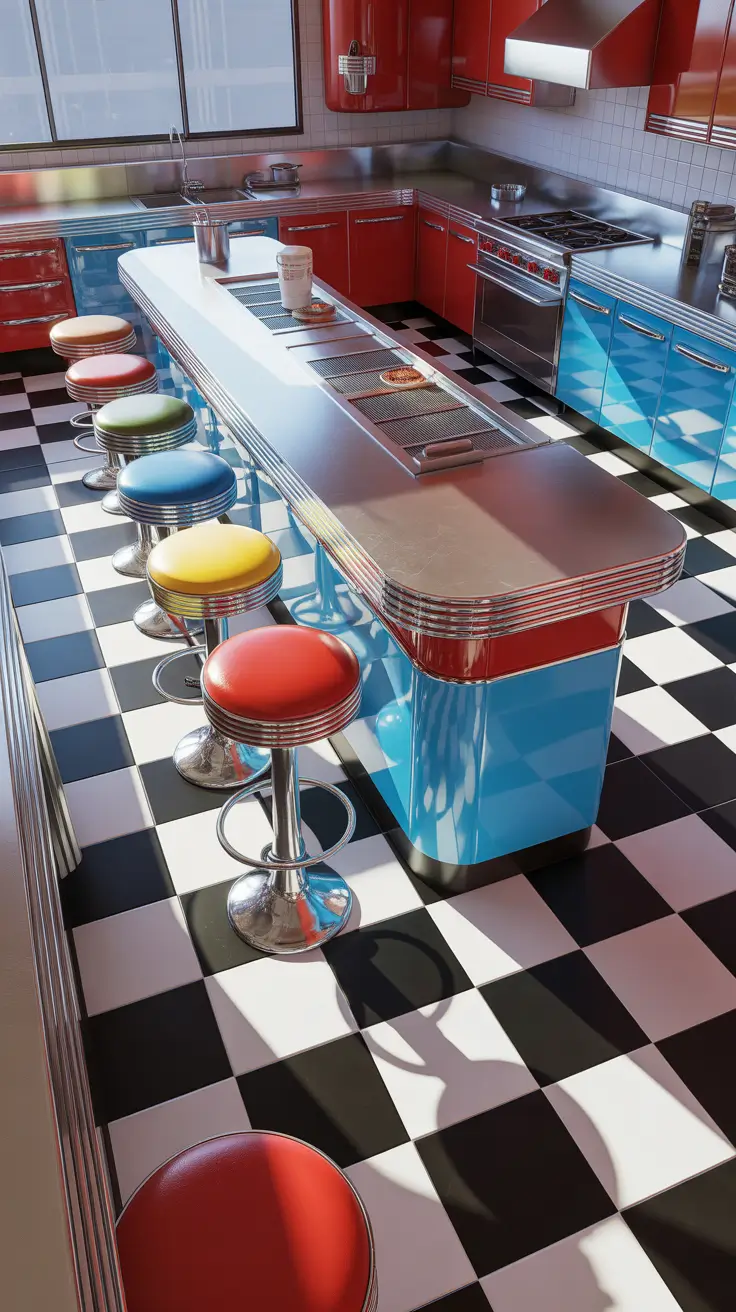 Vintage Kitchen Ideas 2026 Vintage Kitchen Ideas Retro Diners With Colorful Bar Stools