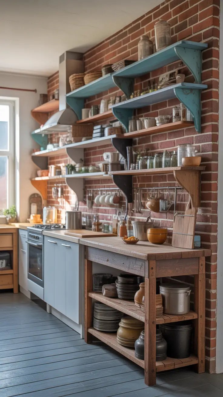 Vintage Kitchen Ideas 2026 Exposed Brick And Open Shelving Design