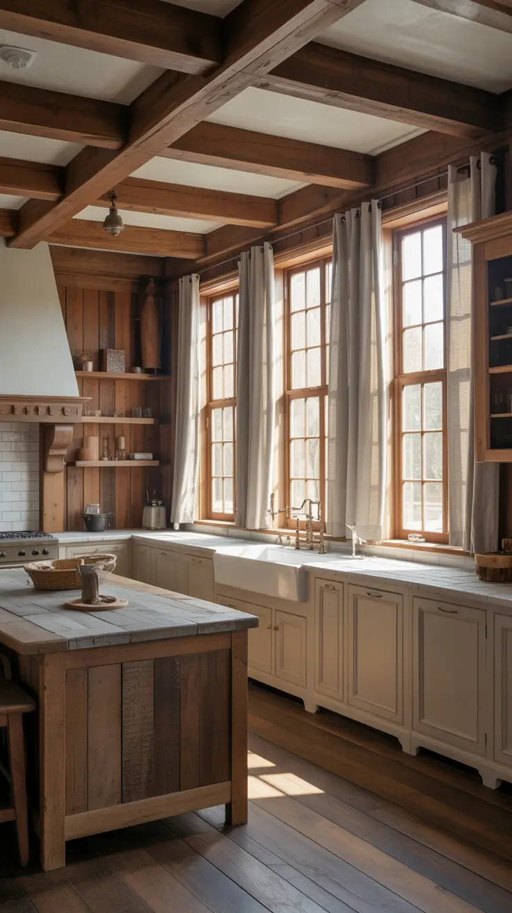 Vintage Kitchen Ideas 2026 Vintage Kitchen Ideas Farmhouse Style With Rustic Wooden Beams