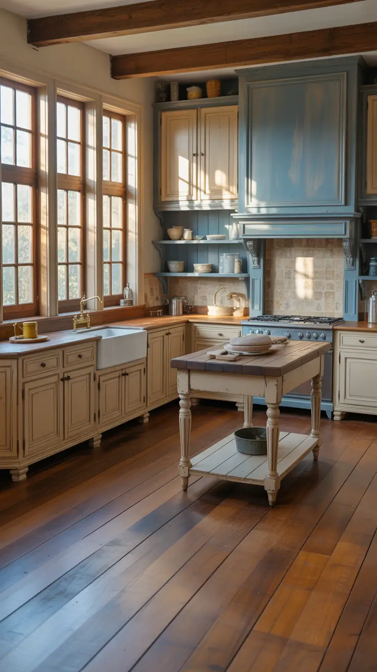 Vintage Kitchen Ideas 2026 French Country Blue And Cream Kitchen