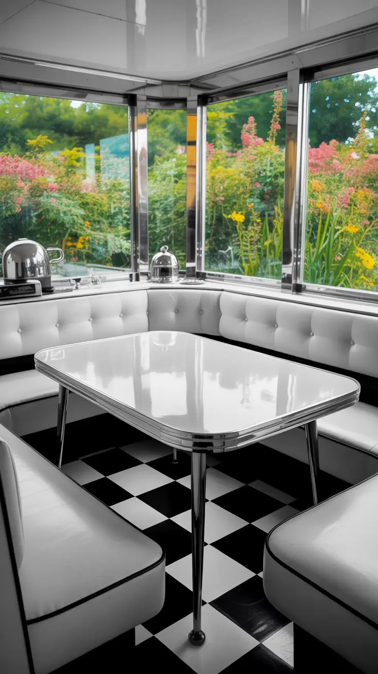 Vintage Kitchen Ideas 2026 Black And White Diner Style Nook