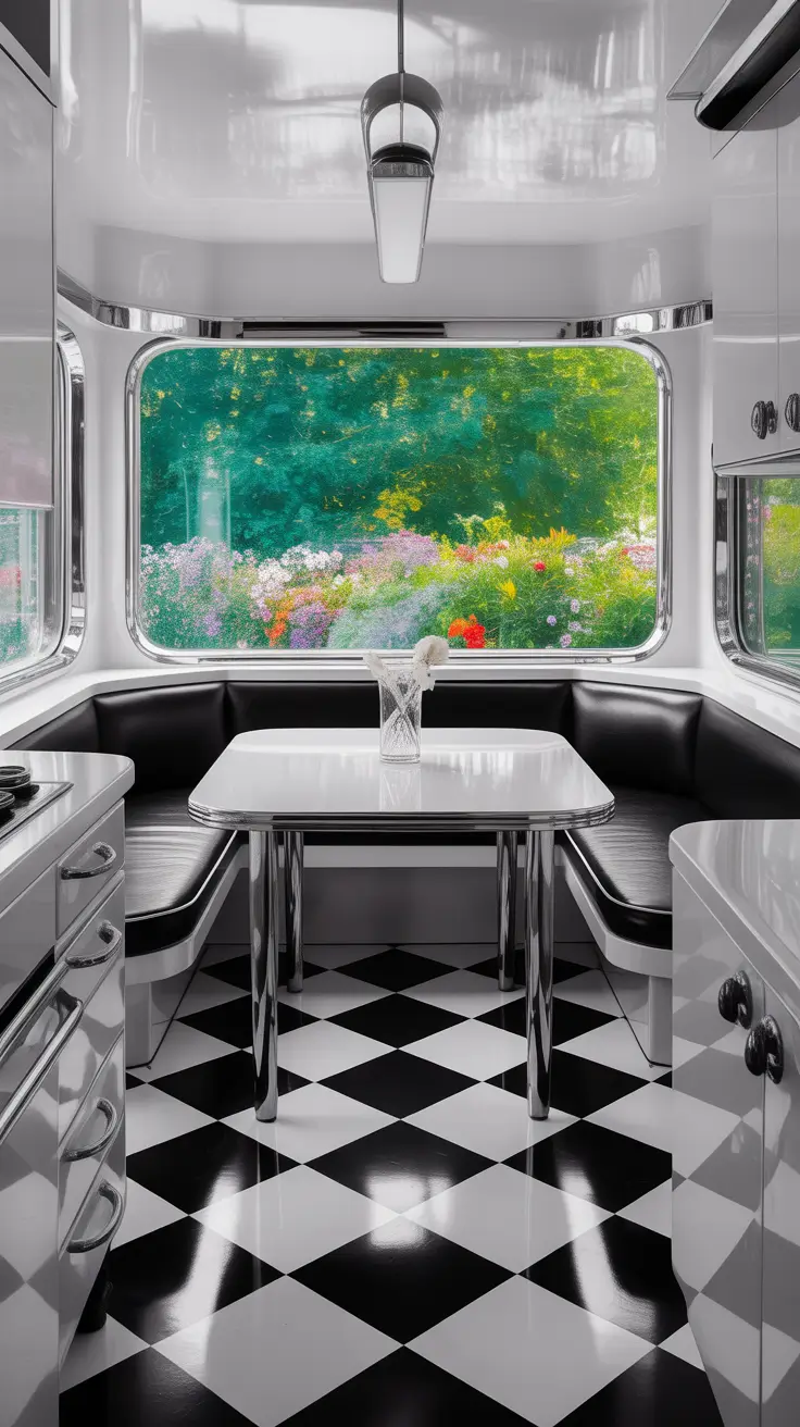 Vintage Kitchen Ideas 2026 Retro Diner Kitchen With Checkerboard Floor