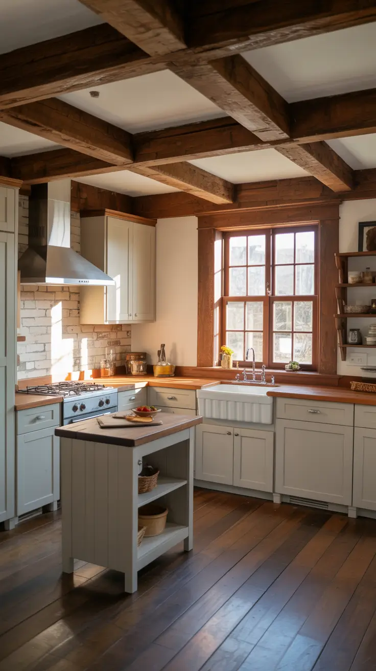 Vintage Kitchen Ideas 2026 Rustic Beam Ceiling Charm