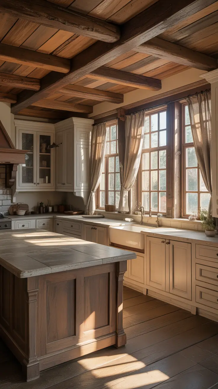 Vintage Kitchen Ideas 2026 Vintage Kitchen Ideas Farmhouse Style With Rustic Wooden Beams