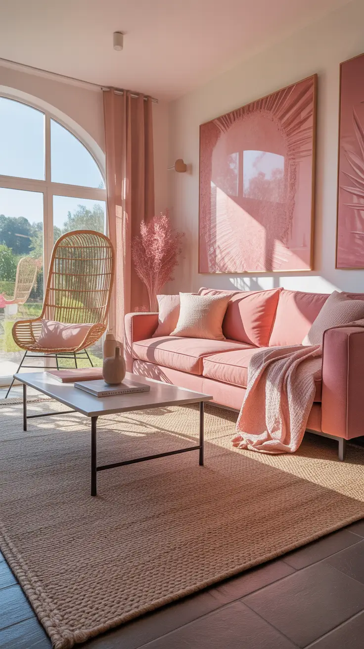 Wall Art for Living Room Ideas 2026 Pink Modern Boho Wall Art Living Room Ideas For A Soft Glow