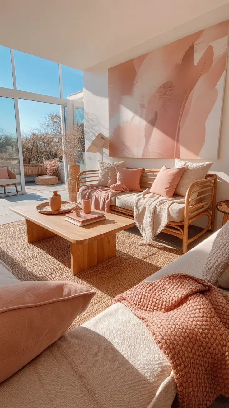 Wall Art for Living Room Ideas 2026 Pink Modern Boho Wall Art Living Room Ideas For A Soft Glow