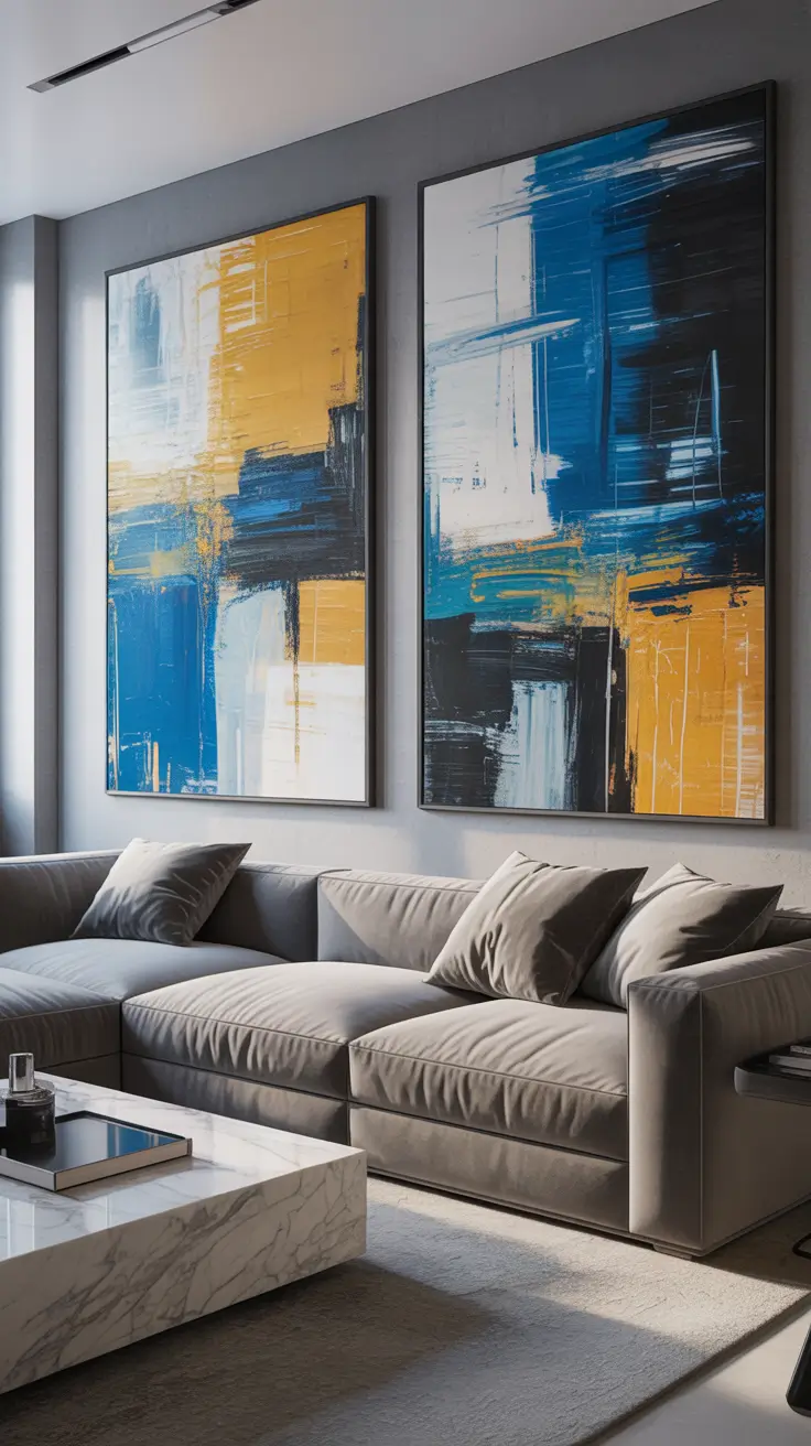 Wall Art for Living Room Ideas 2026 Abstract Wall Art Ideas Living Room Featuring Large Canvas Painting Statements