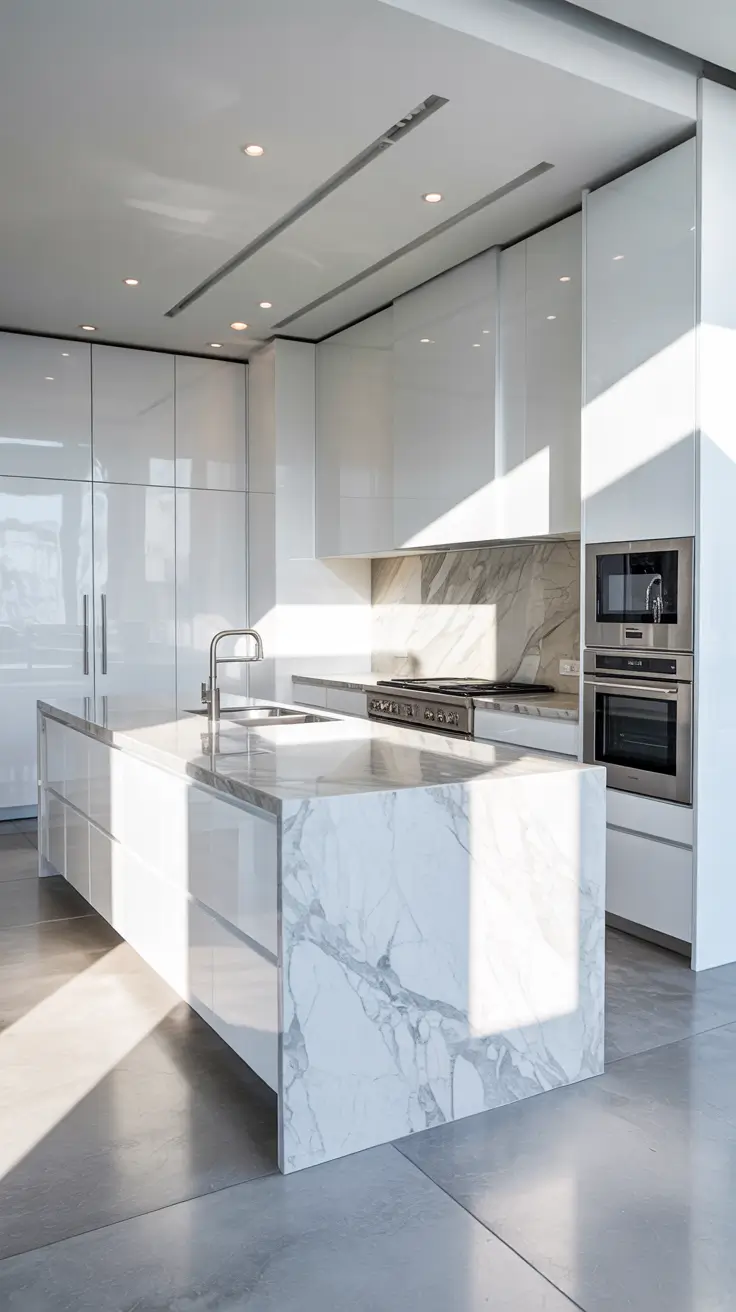 White Kitchen Cabinets Ideas 2026 Glossy White Kitchen Cabinets Design For A High-End Modern Kitchen