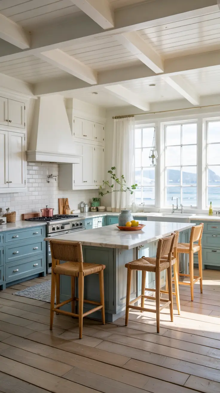 White Kitchen Cabinets Ideas 2026 Soft Coastal Color Accents With White Kitchen Cabinets Ideas