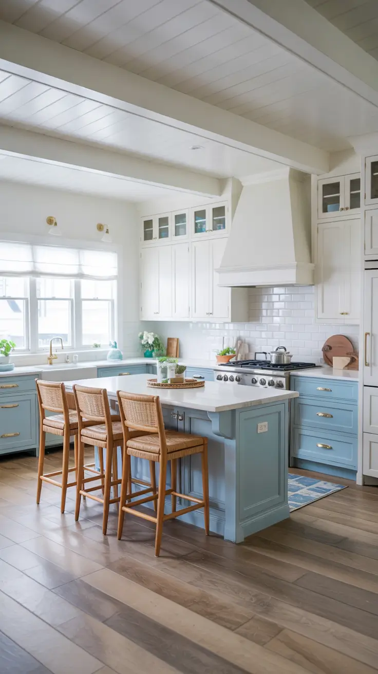 White Kitchen Cabinets Ideas 2026 Soft Coastal Color Accents With White Kitchen Cabinets Ideas