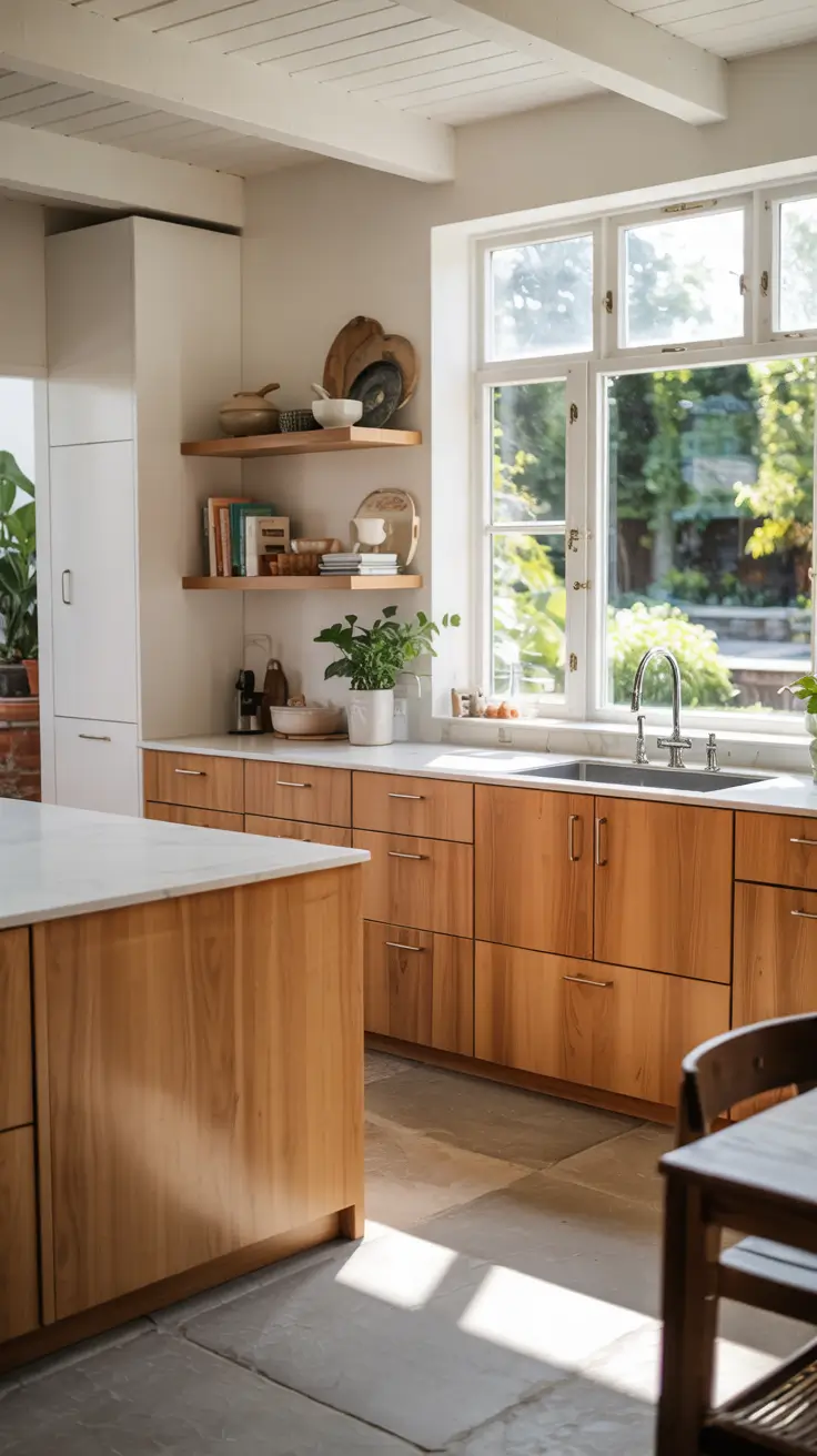 White Kitchen Cabinets Ideas 2026 Mixed Wood And White Kitchen Cabinets Ideas For Natural Balance