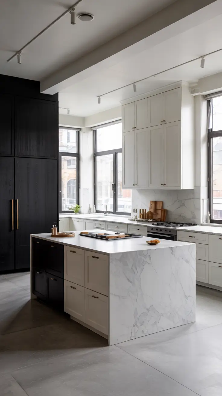 White Kitchen Cabinets Ideas 2026 Modern Contrast Layout With White Kitchen Cabinets Ideas