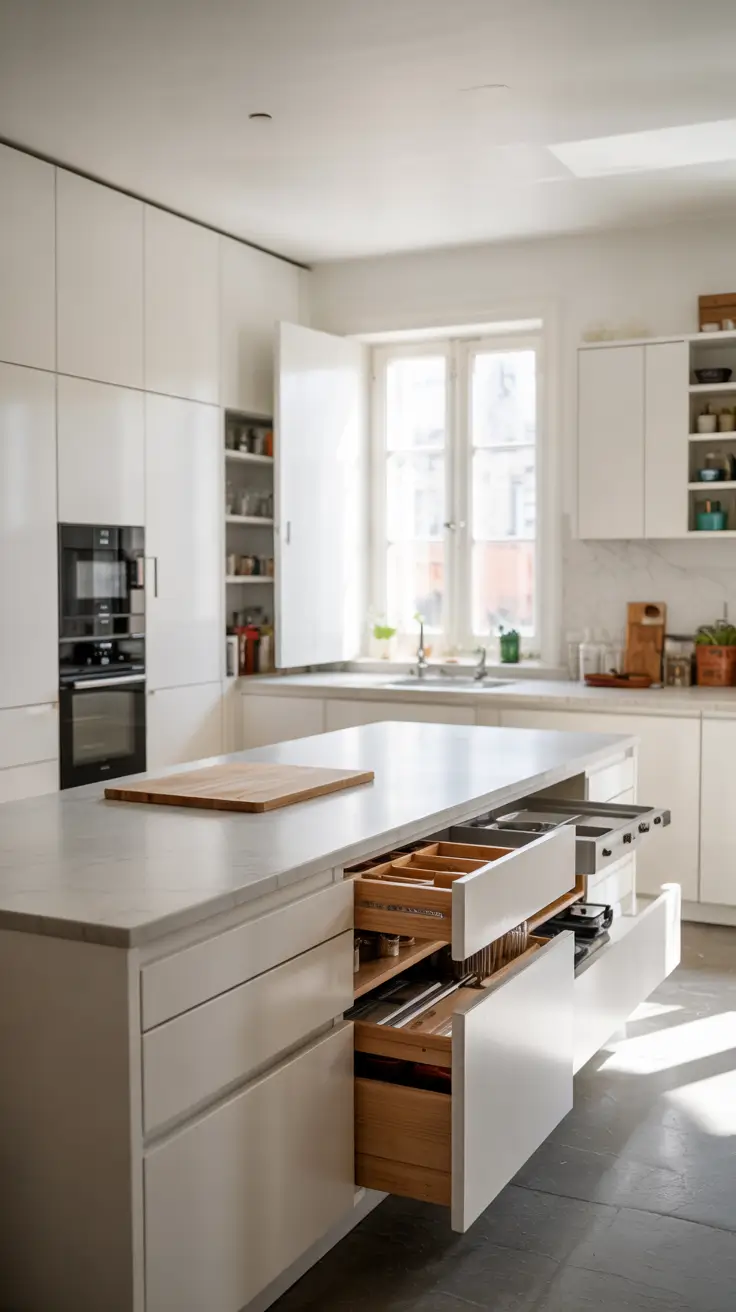 White Kitchen Cabinets Ideas 2026 Minimalist Hidden Storage With White Kitchen Cabinets Ideas