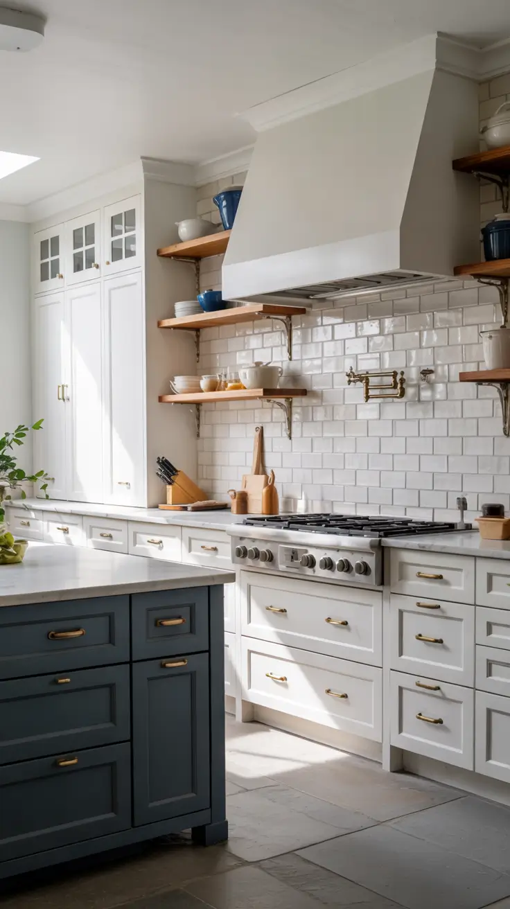 White Kitchen Cabinets Ideas 2026 White Kitchen Cabinets Blue Backsplash Ideas With Navy And Egret Accents