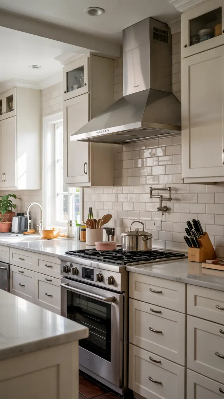 White Kitchen Cabinets Ideas 2026 Kitchen Backsplash Ideas White Cabinets Stainless Hood In A Contemporary Kitchen